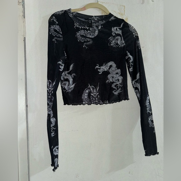 Akira - Dragon Long Sleeve Mesh Top - Like New - Picture 3 of 7